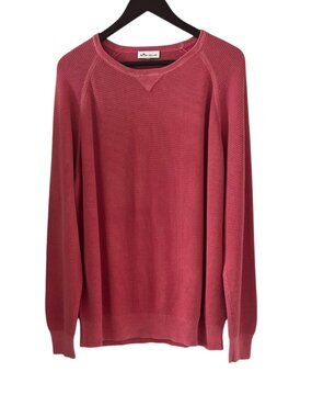 Peter Millar Men's Waffle Knit Crew Neck Pullover Sweater In Salmon Size XL